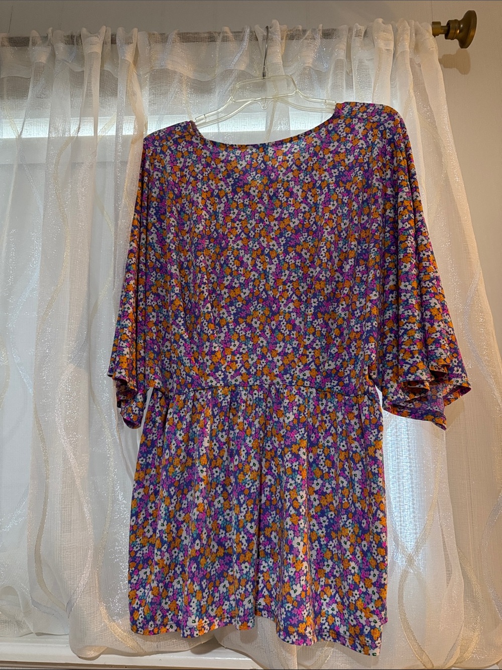 Floral V-Neck Purple Tunic Top - Picture 5 of 5